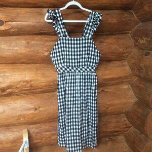 NWT Navy Blue & White Gingham Pinafore Dress Size Large